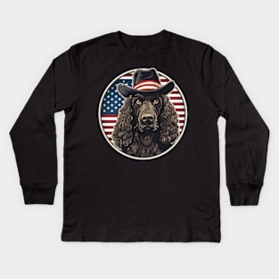 Irish Water Spaniel 4th of July Kids Long Sleeve T-Shirt